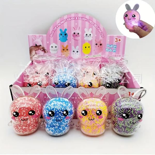 Påskkorgsprylar, 4 st Squishy Påskkanin Stressbollar för Vuxna, Påskleksaker
