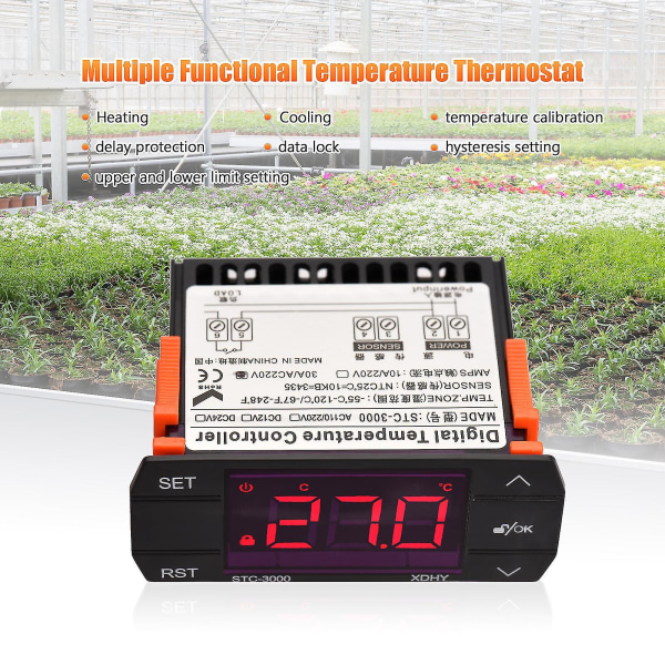 30a digitaalinen lämpötilansäädin Stc-3000 älykäs lämpötilansäädin AC 220v jääkaapin termostaatin tuki Lämmitys/jäähdytys/lämpötila Korr