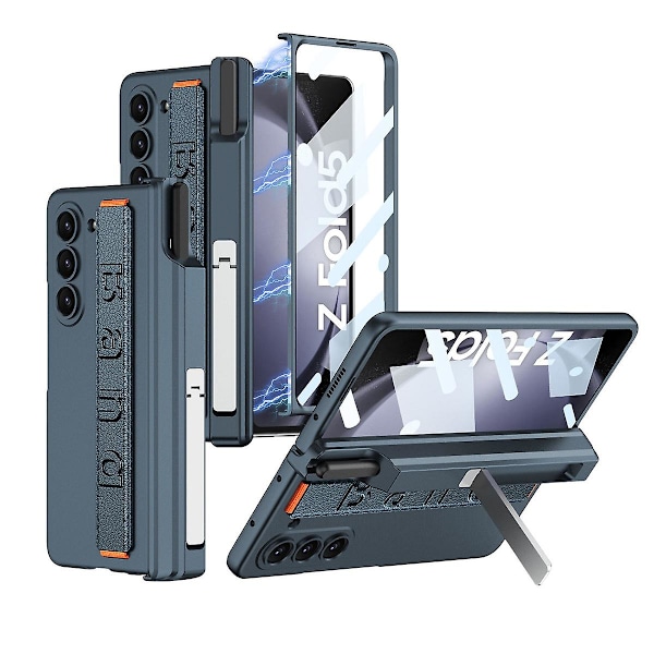 Z Fold 5 -kotelo, ohut PC-kotelo Samsung Galaxy Z Fold 5:lle magneettisella saranasuojalla, näytönsuojalla ja käsivarrella, vihreä_xx Green For Galaxy Z Fold 5