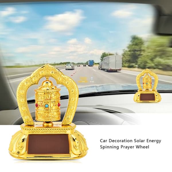 Automatisk Roterande Buddhistisk Bönehjul Bilhänge Solcellsdriven