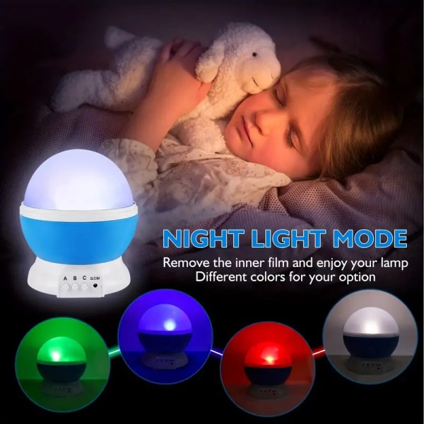 Lysende lampe, Star Night Light, 360° roterende Moon Star projektor skrivebordslampe