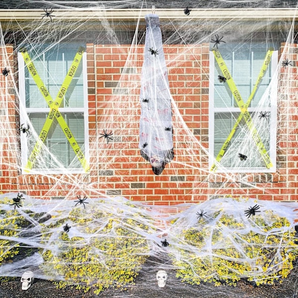 Halloween-hämähäkkipunkit koristeet 20:llä ylimääräisellä keinotekoisella hämähäkillä, supervenyvät hämähäkinseitit Halloween-sisustus- ja ulkokäyttöön