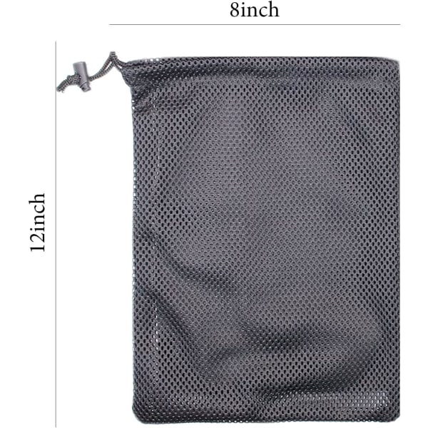 Sort mesh taske Nylon sæk Holdbar træksnor Nettaske Small Travel Stuff Sack Mesh opbevaring Ditty taske