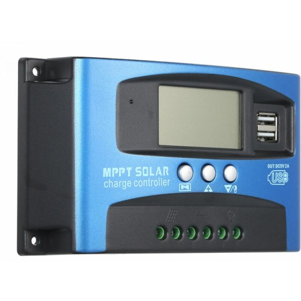 60A MPPT Solcellsladdningsregulator Dubbel USB LCD-skärm Automatisk Solcellsladdningsregulator