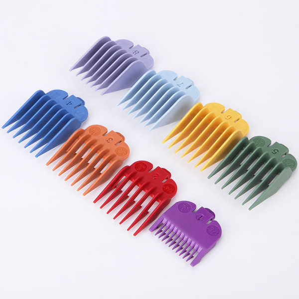 8-färgad professionell hårtrimmer/klippare Guard Combs Guide Kammar kodade