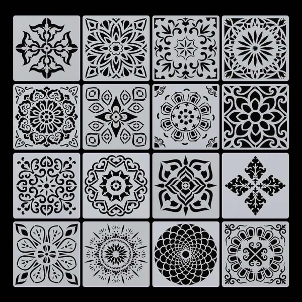 16 st/set Lager Stencil Scrapbooking Mandala Hjälpmedel