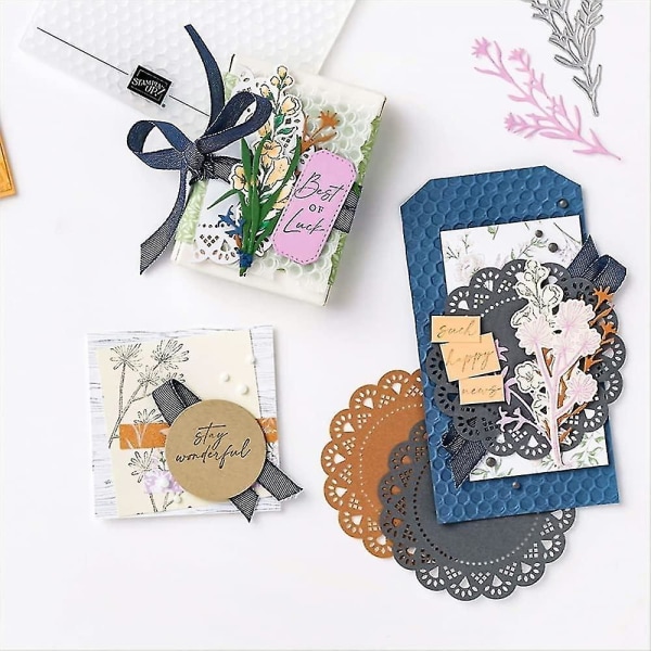 Kukat Lehdet Metallileikkurit ja Kirkkaat Leimasin Setit Kortinvalmistukseen DIY Scrapbooking