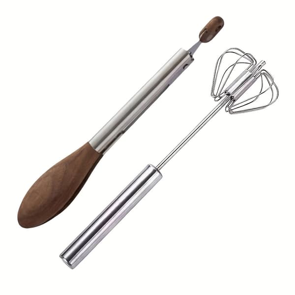 Madpincet i rustfrit stål med valnøddetræskaft, 30 cm til grill og buffet 2pcs A