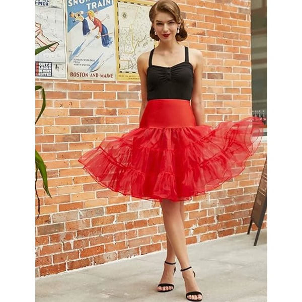 50-tal Underkjol Rockabilly Klänning Crinoline Tutu För Dam ZX Röd Ed M