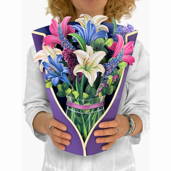 3D Pop Up -kortit Kukat Kukkakortit Naisten onnittelukortit ja kukkakimppukortit tyttöystävän vaimon äidille 4#