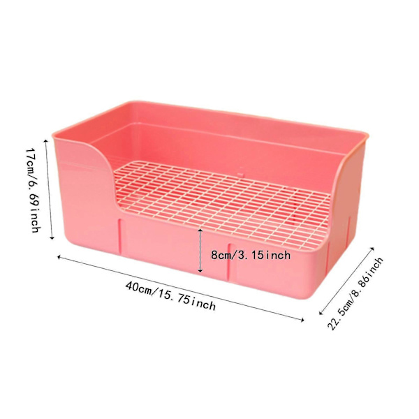 Kanintoalett, rektangulær, for kjæledyr Pink