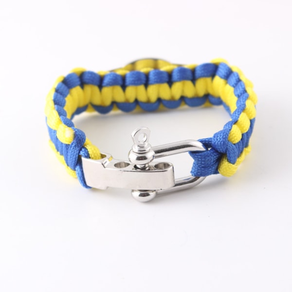 1 st ukrainsk flagg armband paracord flätat armband utomhus överlevnad armband-ukraina (justerbar)