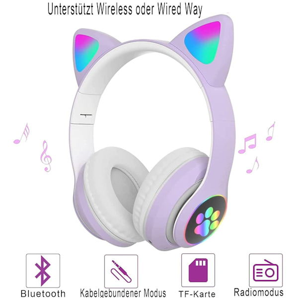 Bluetooth-hodetelefoner for barn, jenter sammenleggbare over-ear-hodetelefoner