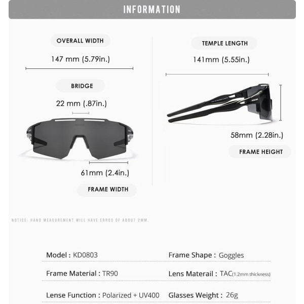 Polariserte sportssolbriller for menn Polariserte sykkelsolbriller for kvinner UV400 beskyttelse TR90 Dark Blue