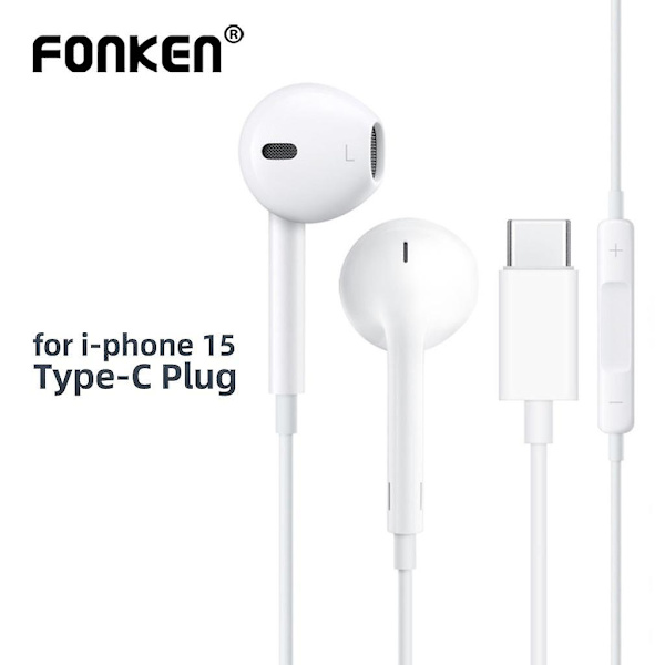 Trådbundna hörlurar för iPhone 15 Pro Max In-Ear Earbuds Typ-C Headset med mikrofon Bas Stereo Headset Icke Bluetooth