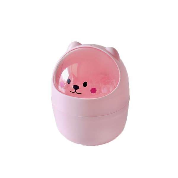 Cute Desktop Trash Can Kids Mini Dustbin with Lid Desk Waste Bin for Bedroom Pink L