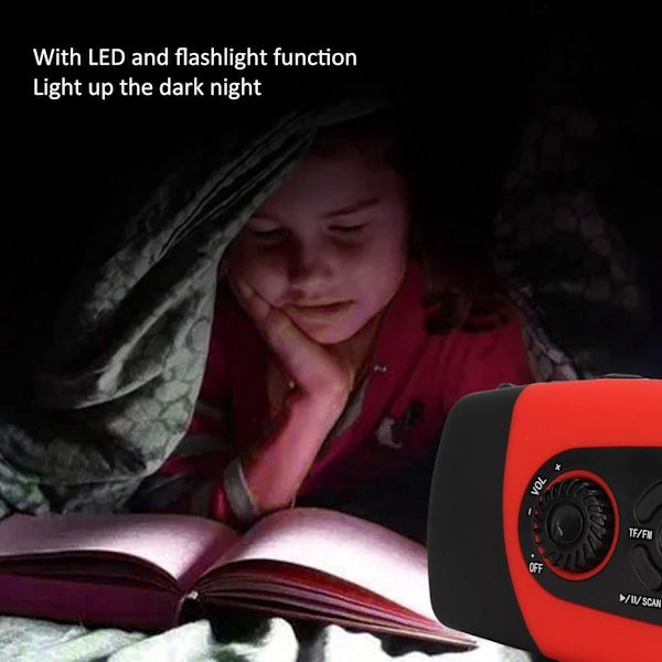 Vejrradio, 2000mAh Solcelledrevet Nød Håndsving Radio med LED Lommelygte, SOS Alarm