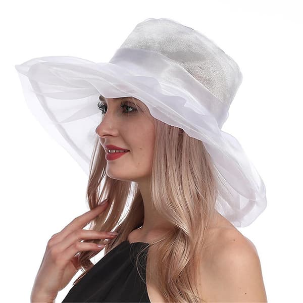 Dam Kentucky Derby Hatt Med Organzablomma För Kyrkbröllop Style B white