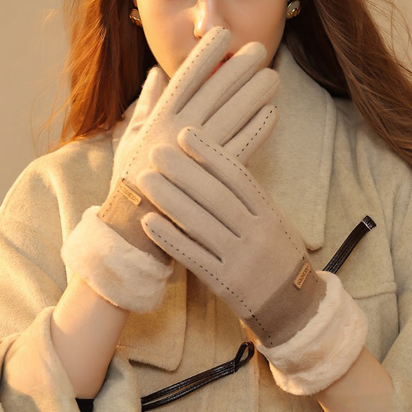 Uudet Cashmere Winter Gloves Pieni tuoksu naisille Outdoor Plus samettipaksutetut lämpimät hanskat Kylmäsuojattu kosketusnäyttö DY50 Khaki