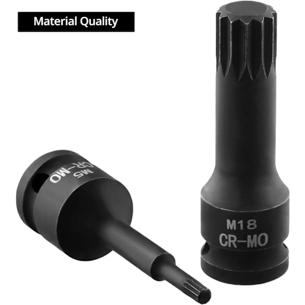 8 stk. Spline Bit Socket Sett M5 - M18 1/2-tommers driv Chrome Vanadium Stål Multi Tooth Socket Sett