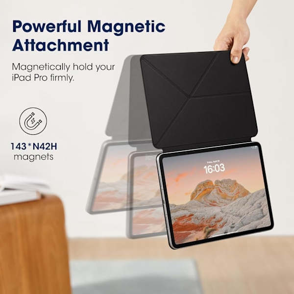 iPad Air 11 tommer deksel (2024), Kompatibel med iPad Air m4, Magnetisk deksel for stående/liggende modus med pennholder, 4 ståvinkler. svart black 2024 iPad Air 11