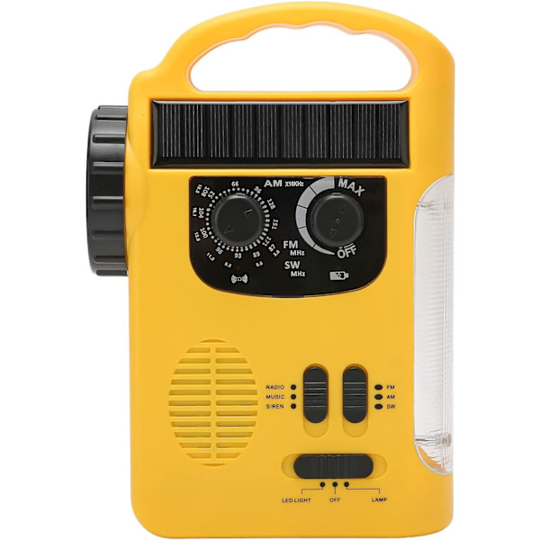 Håndsveiv Solradio, AM FM SW Nødradio med LED Lommelykt Leselys MP3-spiller