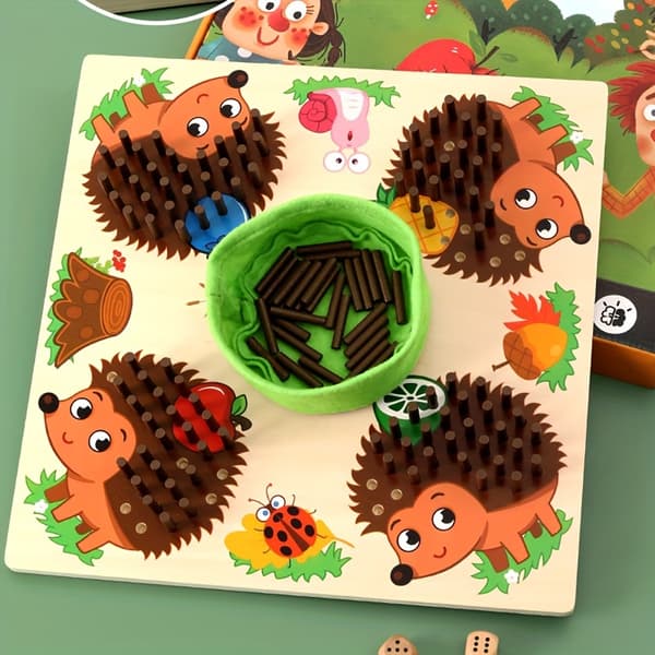 Træ Hedgehog Banke Spil - Sensorisk Finmotorisk Udviklingslegetøj til Forældre-Barn Interaktion Hedgehog Battle Game
