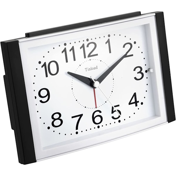 Stort 6,5 tommer lydløst analogt vækkeur, ingen tikken, blød vækning, bip, lydstyrke op, snooze-funktion og batteridrift