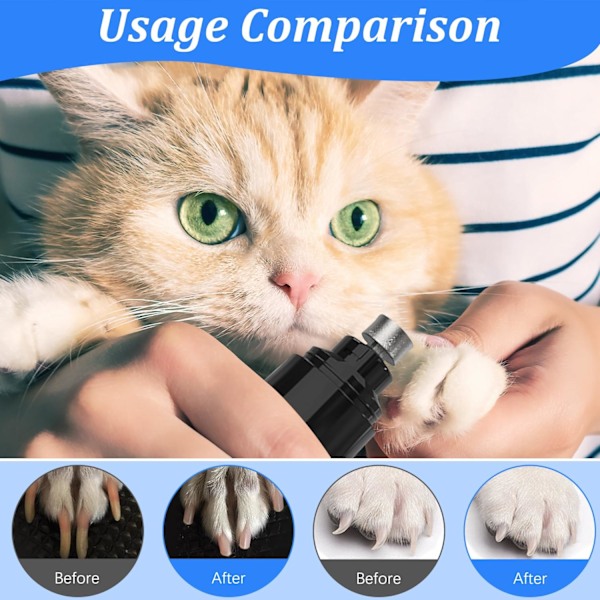 Elektrisk nagelslip för husdjur, nagelklippare för katt och hund, automatisk nagelklippare