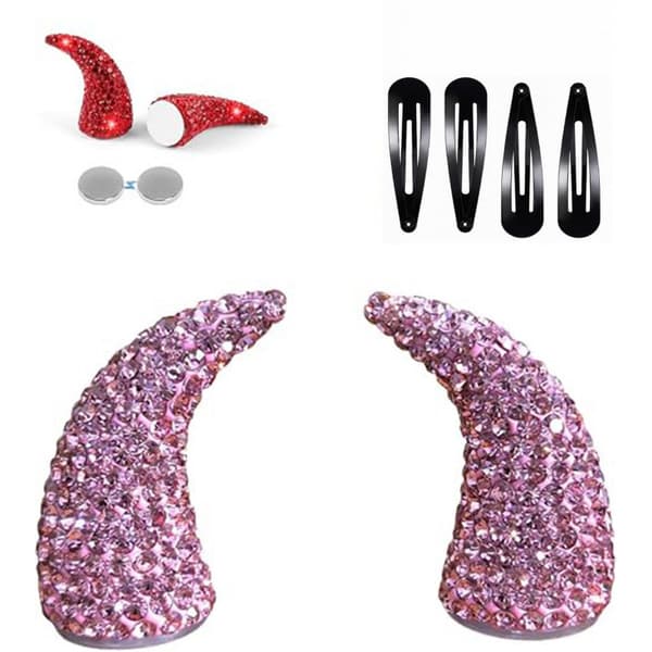 Glitterende magnetiske djevelhorn, bærbart tilbehør til Halloween-kostymefestdekor bright red