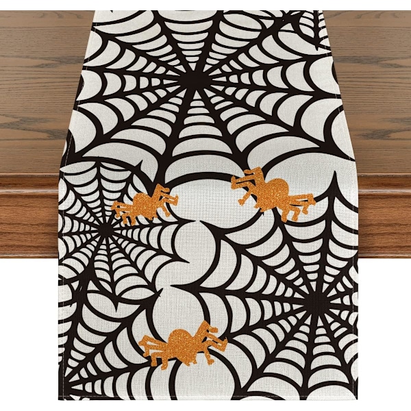Spider Web Bordløber, Halloween Ferie Køkken Spisebord Dekoration til Indendørs Udendørs Hjem Fest Dekoration 13 x 72 Tommer
