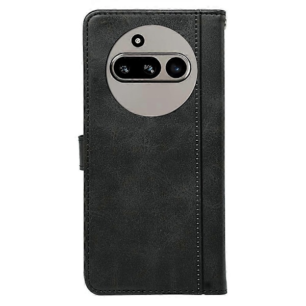 Kompatibelt med Nothing Phone (3a) Skal Kalvtextur Läder Ställ Bokstil Mobilskal - Röd-Perfekt Black