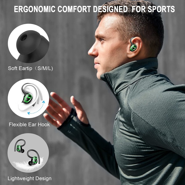 Bluetooth-hodetelefoner 5.1 sport, trådløse sportshodetelefoner i øret