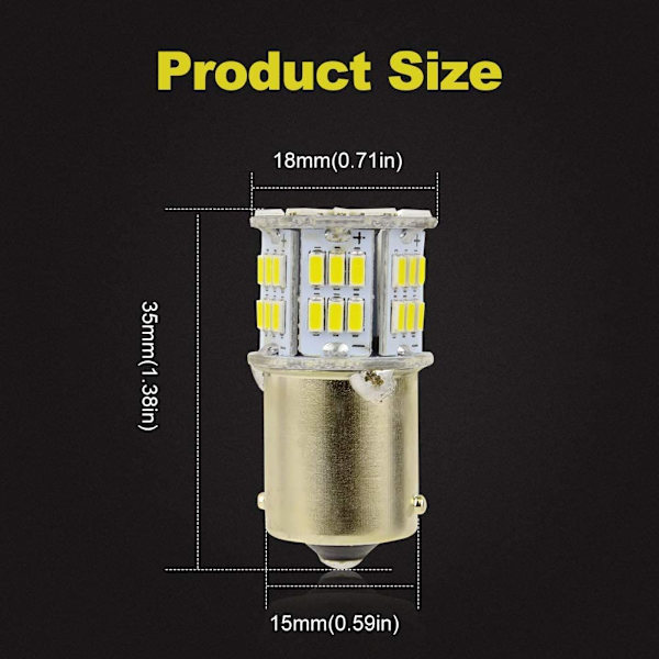 2 kpl 1156 BA15S P21W LED-valot 12V 6500K