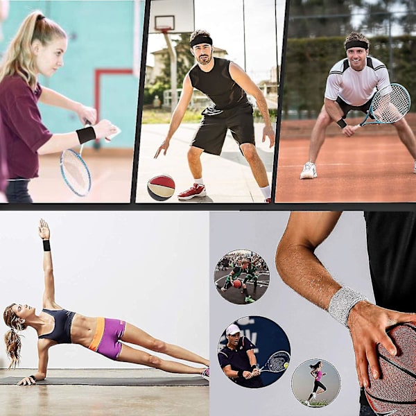 Håndleddsbånd Svettebånd Håndledd Menn Kvinner 2 Stk Sports Svettebånd For Treningssenter Sport Tennis Løping Trening Basketball Fukttransporterende ( Størrelse: 3,15 X 3,15