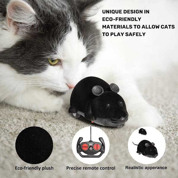 Fjärrstyrd Mus Katt Leksak, Interaktiv Rörlig Katt Leksaker Trådlös Elektronisk RC Råtta Möss Husdjur Leksaker