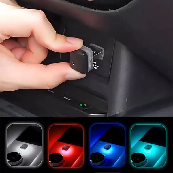 1 x USB Mini LED-lys Bilinteriørtilbehør Neon Ambient Lyspære red