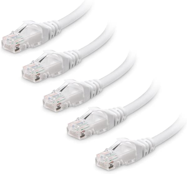 5-pack 10 Gbps Snagless Kort Cat6 Ethernet-kabel (Cat6-kabel, Cat 6-kabel) Vit 5m 5m White
