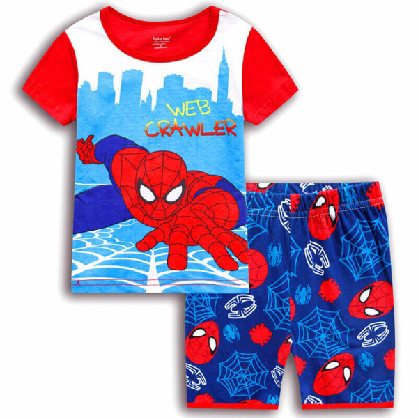 Toddler Kids Boys Spiderman Superhero Pyjama T-paita shortsit Blue&White