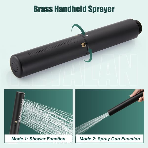 Messing 2-i-1 håndbruser og sprøjte højtrykshåndbruser med slange og ABS-holder mat sort brusehoved brusestativ