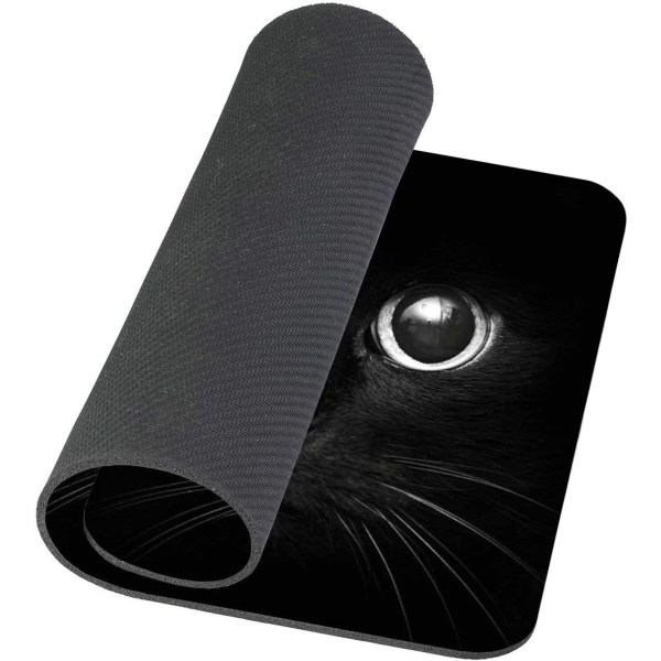 Black Cat Gaming Mouse Pad Custom, Black Cat with White Eye Looki