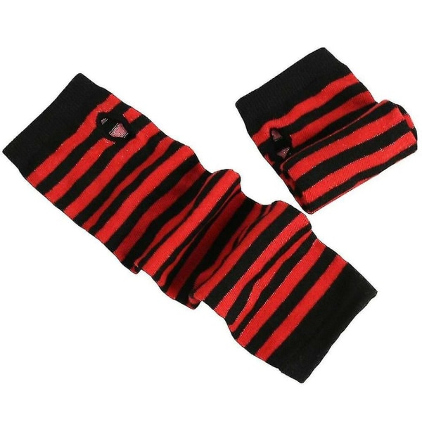 Best Shiyi Womens Wrist Arm Mittens Long Hand Warmer Fingerless Striped Gloves