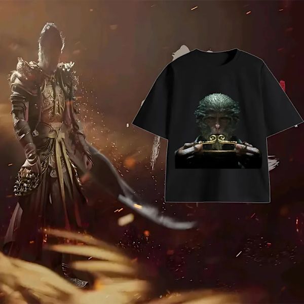 Sort Myth Wukong spil perifer løs hurtig-tørrende kortærmet T-shirt Monkey King sommer modetøj til mænd og kvinder M