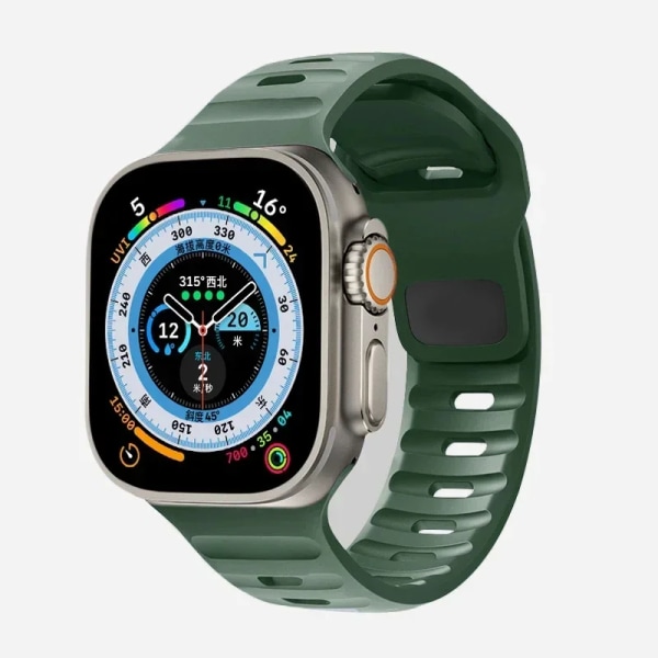 Silikonrem for Apple Watch Band 49mm 44mm 45mm 40mm 41mm 42mm 38mm Ultra 2 Sport Correa Armband iwatch Series 9 8 7 6 5s army green