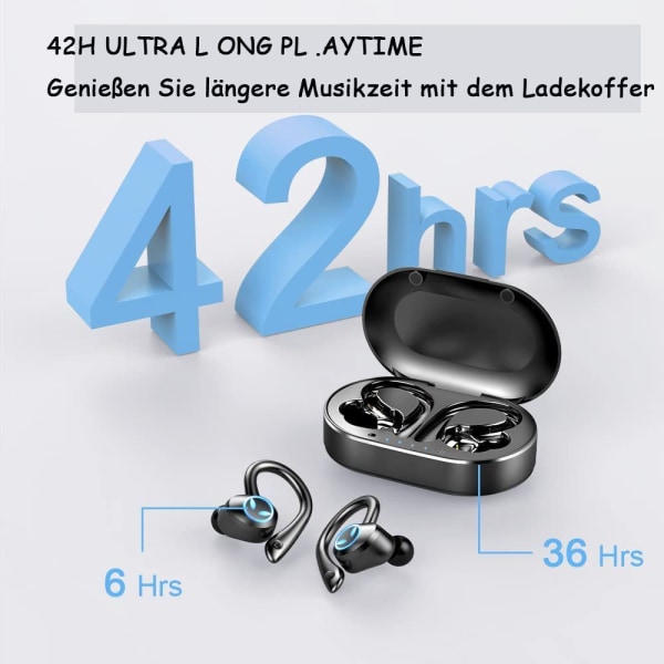 Bluetooth-hörlurar för sport, trådlösa in-ear-hörlurar i blått