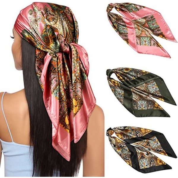 3 styks tørklæde halstørklæde til kvinder - 90x90cm Large Guadratische