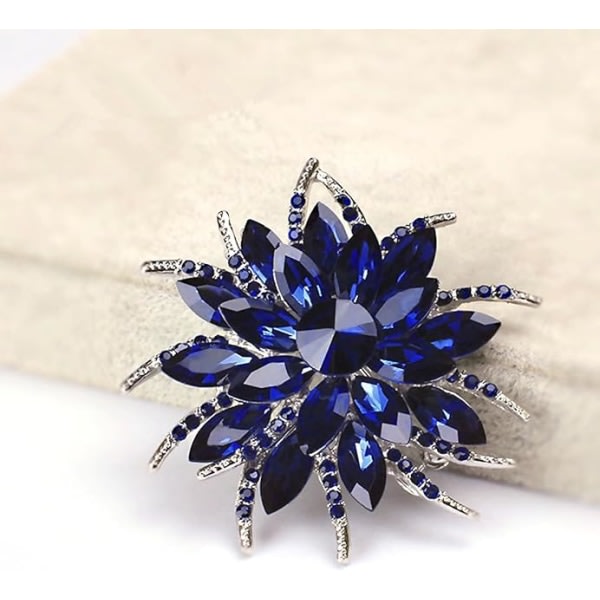 Blomma brosch pin för kvinnor brudar skapade blå kristall brosch, kristaller, kristall