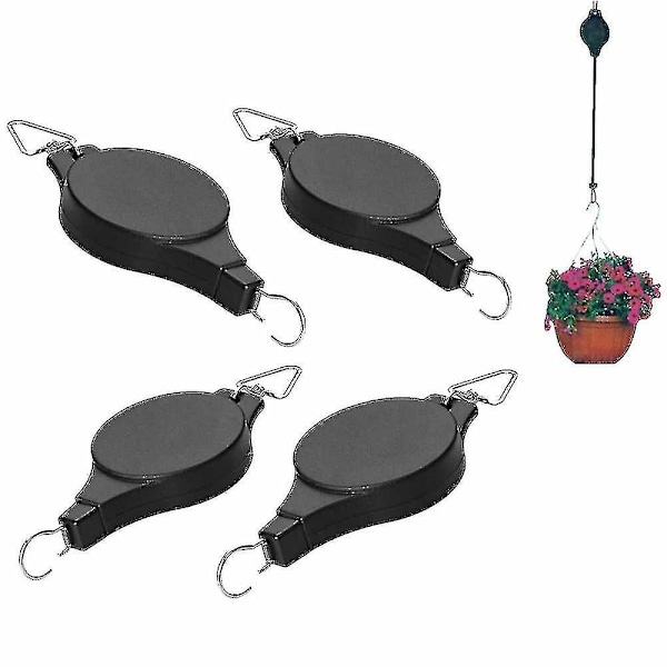 4 justerbara hängkrokar för blomkorgar med infällbar växthiss