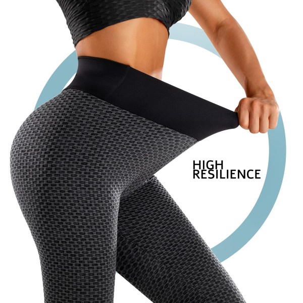 Sportslige leggings, push-up leggings med høy midje, glamour Black L