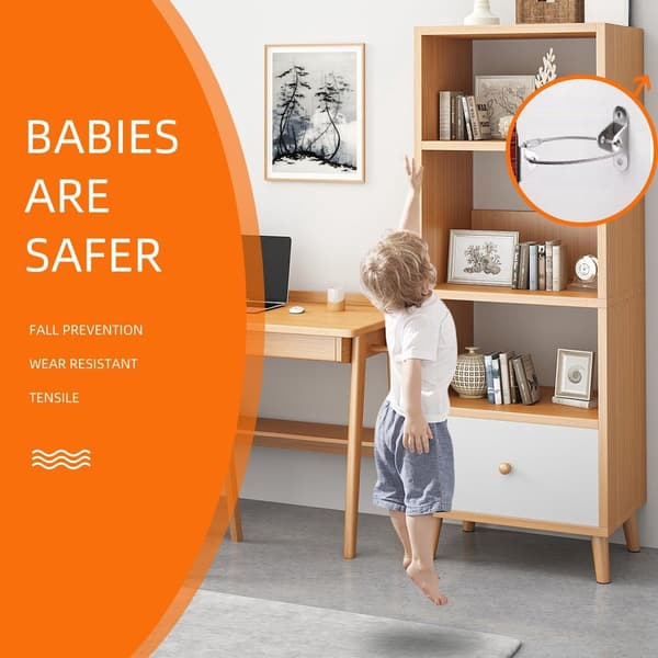 Møbelveggankere 10-pakning, Anti-vipp sikkerhetsstropper for barn og kjæledyr White